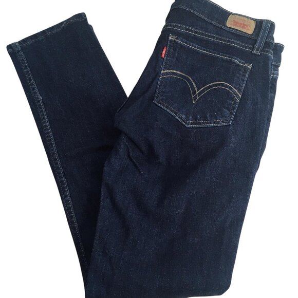 Levi's 524 Too Superlow Jeans Womens 11 Dark Wash Low Rise Stretch Zip Fly - Picture 1 of 16